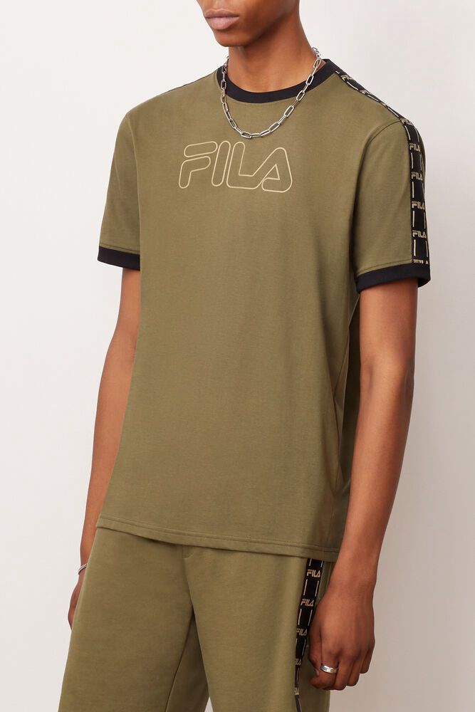 Fila T-Shirt Mens Olive - Thebe - Philippines 4963872-VM